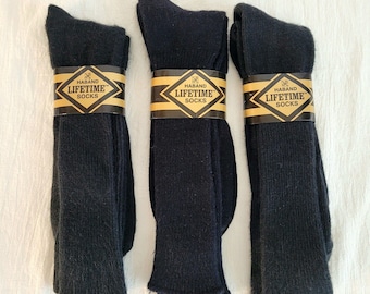 Vintage HABAND Black Crew Dress Socks - Men's Size 13-15 - Lot of 3