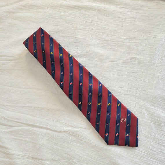 70’s GUCCI Nautical Flags Diagonal Stripes Tie Uni