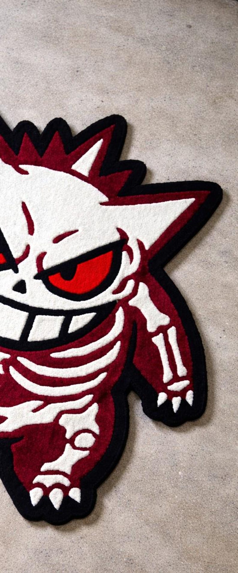 3D Cartoon Rug: Hand Tufted Gengar Skeleton Horror Anime Style Carpet ...