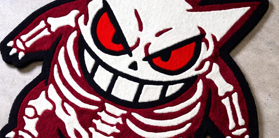 Horror Tuft Rug 3D Cartoon Rug: Hand Tufted Gengar Skeleton Horror Anime Style Carpet ...