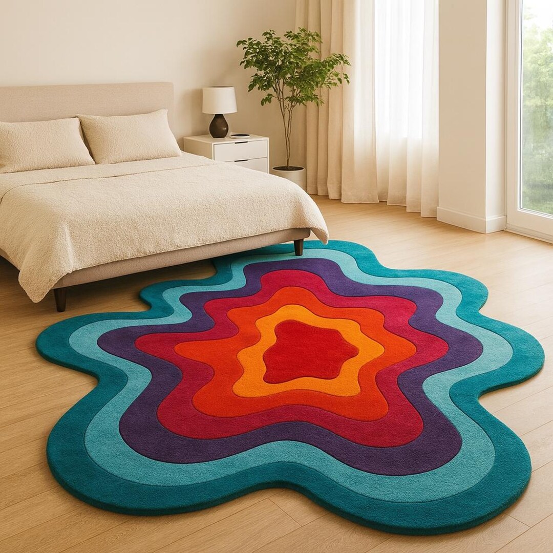 Irregular Hand Tafted Rug Colorful Organic Shape Carpet | Modern ...