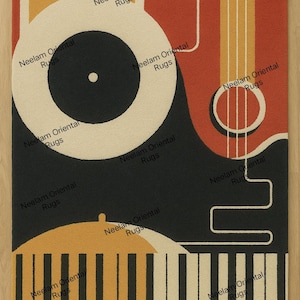 Rhythm & Vibe – Music-Themed Area Rug | Bold Instrumental Design for Creative Spaces | 5x8 Feet