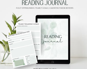 Digital Reading Journal | Hyperlinked Digital Reading Tracker | GoodNotes Digital Planner | Book Review | Reading Book Log
