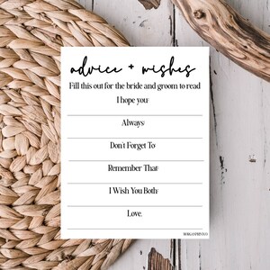Bridal Shower Advice and Wishes Card Game Printable Instant Download
