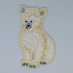 Percy the Polar Bear Magnet or Ornament in Plastic Canvas