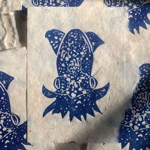 Dumbo Octopus Lino print on handmade paper