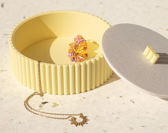Scatola “BOUABOUATE” - Scatola portagioie pastello giallo Mimosa - Oggetto eco-responsabile e sostenibile per i tuoi piccoli accessori e gioielli