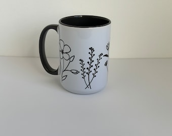 Floral Ceramic Mug - 15oz Coffee Mug - Gift