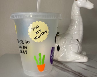 Personalisierte Affirmation Plastik Wiederverwendbare Tasse Tumbler mit Strohhalm