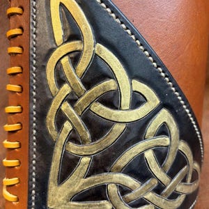 Celtic Leather Hand Made Flower Vase Unique Decor One of a Kind Housewarming Holiday Gift
