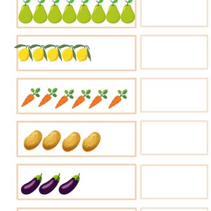 Fruit & Vegetable Counting Worksheet: Numbers 1-10 (digital Download ...