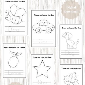 Tracing and Coloring Worksheets for Kids, Pre Writing Skills, Tracing for Kids, Coloring for Kids, Tracing the Alphabets, Digital Download