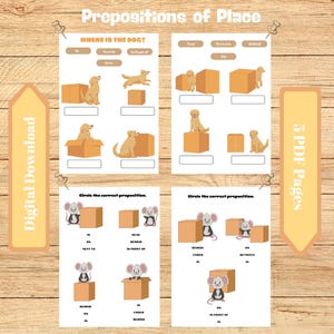 Prepositions of Place, Learning Prepositions, Grammar Practice, Prepositions Practice, Digital Download, Educational Worksheets, ESL