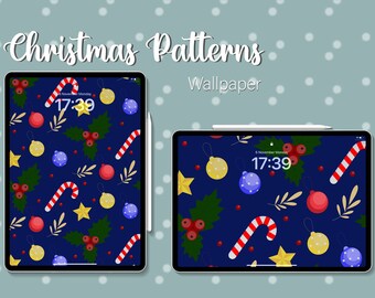 Papier peint de Noël | Bleu foncé | Papier peint pour Ipad | Motif de Noël | Noël | Téléchargement numérique | Papier peint | Fond de Noël