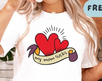 My Mom Sucks, Sarcastic Anti-Mother's Day, Traditional Tattoo Style, Bad Mum Club, Snarky cPTSD Estranged Parent Dark Humor Unisex Tee