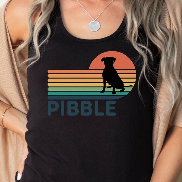 Pit Bull Retro Sunset Lovers Tank, Friends Family Doggo Unisex Birthday Party Top for Pibble Fan Club, Bully Breeds and Pitbull Dogs