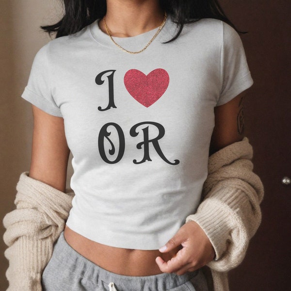 I Heart OR, Olivia Rodrigo Tribute Y2K Baby Tee, Fan Girl Shirt, Ska Style Seen at Coachella 2024, Youth Bella + Canvas 3001Y T-shirt