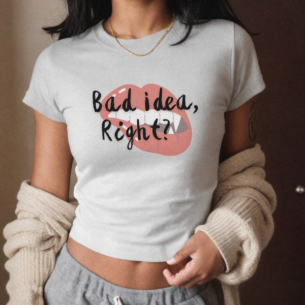 Bad Idea Right? Olivia Rodrigo Tribute Y2K Baby Tee, Crop Top Fan Girl Shirt, Style Seen at Coachella 2024, Youth Bella + Canvas T-shirt