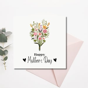 Mother&#39;s Day Flowers Card, Card For Mothers Day, Happy Mothers Day Card, Mum Mothers Day Cards For Her, Mothers Day Card For Grandma, Nan