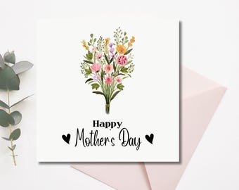 Carte fleurs fête des mères, carte pour la fête des mères, carte joyeuse fête des mères, cartes fête des mères maman pour elle, carte fête des mères pour grand-mère, grand-mère