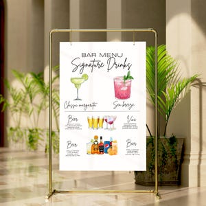 Signature Cocktail Sign, Bar Menu, Signature Drink Sign, Christmas Bar Menu, Wedding Drink Sign, Party Drink Sign, Editable Template