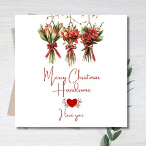 Cartão bonito de feliz Natal, Cartão de presente de Natal romântico para namorado e marido, Cartão de Natal para impressão para ele, Cartões de felicitações para marido
