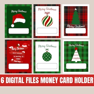 Tarjeta de dinero navideña PNG / Tarjeta de regalo en efectivo / Tarjeta de soporte de dinero navideña imprimible / 6 tarjetas de dinero / Estuche para bálsamo labial navideño