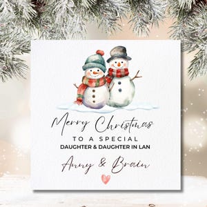 Personalisierte frohe Weihnachtskarte, Schneemann-Paar-Karte, Tochter & Schwiegersohn-Weihnachtskarte, Weihnachtsgruß-Karte