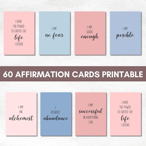 60 Affirmation Cards Printable, I AM Affirmation Cards, Affirmation Cards Deck, Affirmation Cards Digital, Positive Affirmation Cards Pdf