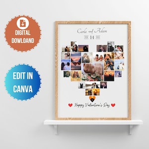 Heart Photo Collage | EDITABLE Custom Photo collage |  Valentines Day Gift Ideas | Anniversary Gift | Gift For Her Him | Birthday Gift