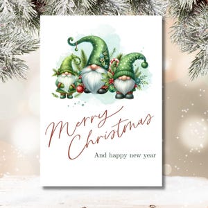 Funny Merry Christmas Card, Gnome Merry Christmas Card, Christmas Greeting Card, Christmas Card PNG, Printable Merry Christmas Card