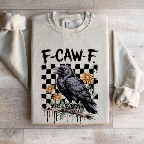 Lustiges Krähen T-Shirt Für Frauen - F-CAW-F Design Mit V-Ausschnitt