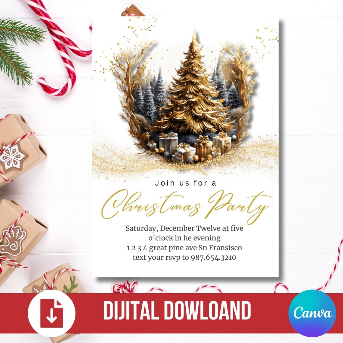 Printable Christmas Party Invitation Christmas Party Invite Holiday