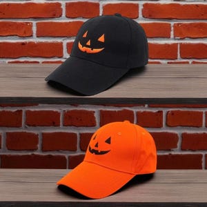 Embroidered Halloween Hat, Halloween Embroidered Baseball Cap, Trick Or Treat, Halloween Pumpkin Face Hat, Halloween Gift