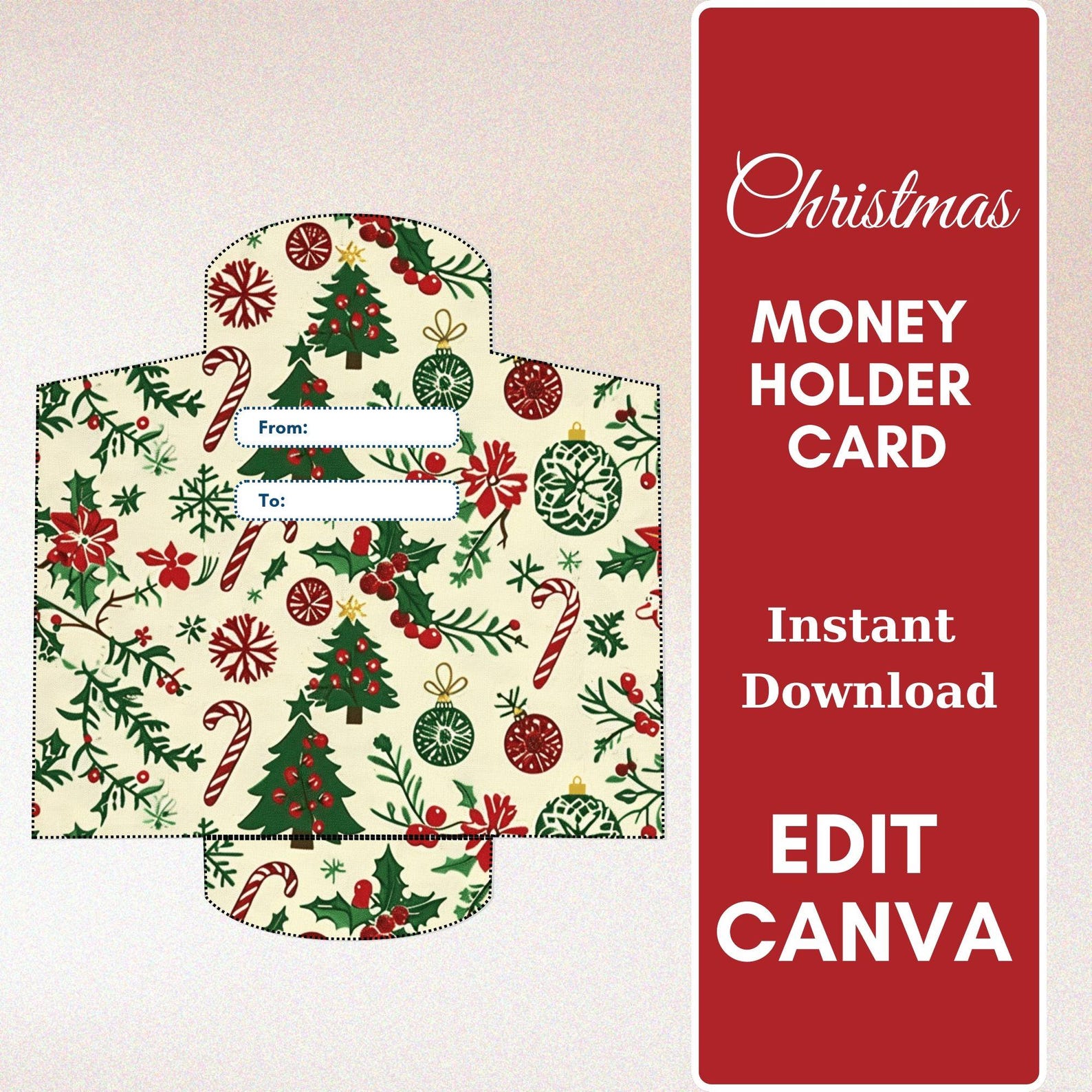 Christmas Money Envelope Template, Printable Money Holder, Money Envelope, Cash Envelope ...