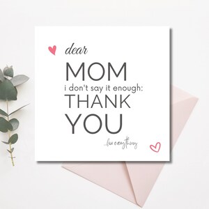 Tarjeta del Día de la Madre, Tarjeta de agradecimiento para mamá imprimible, Regalo del Día de la Madre, Tarjeta digital del Día de la Madre, Tarjeta para mamá, abuela, abuela