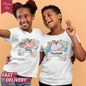 Custom Kid Name Back To School Shirt, Toddler Kid Kindergarten Shirt, Back To School Kid Shirt With Name, First Day of School T-Shirt