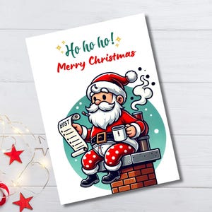 Divertente biglietto di auguri di Natale, biglietto di auguri di Babbo Natale, biglietto di auguri di Natale, bellissimo biglietto di Natale stampabile, tagliato a 5 pollici per 7 pollici