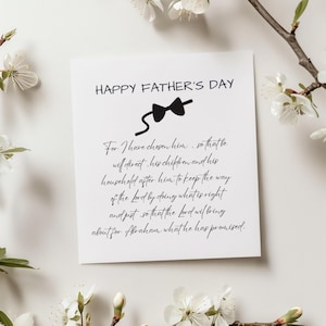 Happy Father's Day-kaart met bijbelvers, christelijke Vaderdagkaart, religieuze wenskaart voor vader, afdrukbare schriftkaart digitale download