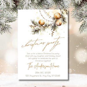 Ornament Christmas Party Invitation, Editable Christmas Party Invitation, Holiday Party Invite Template, Digital Christmas Party Invitation