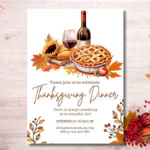 Thanksgiving-Dinner-Einladung, bearbeitbare Thanksgiving-Einladung, Thanksgiving-Dinner einladen, Happy Thanksgiving