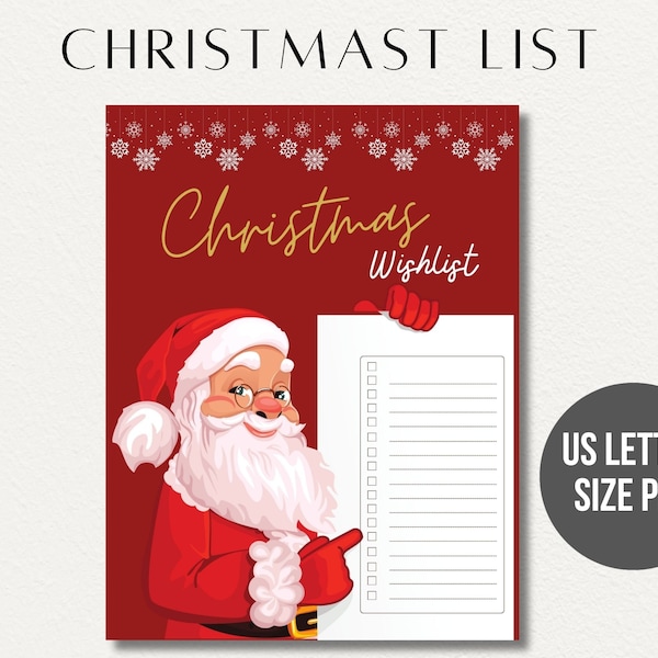 Christmas Santa Wish List , Christmas Wishlist , Letter to Santa , Santa Wishlist, Printable Christmas Wishlist, Wishlist Template