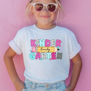 Personalized Kindergarten Tshirt, Toddler Kid Kindergarten Shirt With Name, Custom Back To School Shirt For Girls, Kindergarten Girl Gift