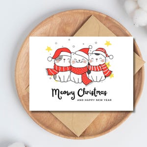 Carte de joyeux Noël imprimable chat drôle, joyeux Noël chat, carte de joyeuses fêtes, carte de Noël pour animal de compagnie, joyeux désordre, carte de Noël drôle