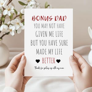 Carte papa en prime, carte drôle de beau-père, carte de fête des pères pour beau-père, merci d'avoir accepté ma mère, cadeau de fête des pères beau-père