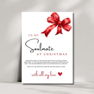 To My Soulmate-kerstkaart, afdrukbare kerstkaart, kerstkaart voor echtgenoot, vrouw, vriendin, vriend, paarkaart, 5 x 7 inch