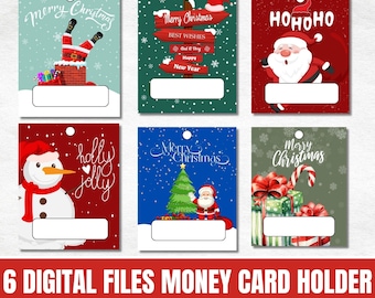 Christmas Money Card PNG Designs|6 Christmas Money Card|Cash Gift ideas|Christmas Money Holder Card, Holiday Lip Balm Pouch Money Holder