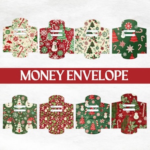 Modelo de envelope de dinheiro de Natal, porta-dinheiro para impressão, envelope de dinheiro, envelope de dinheiro, download digital, cartão porta-dinheiro de Natal