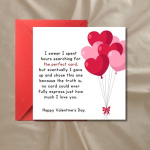Valentijnsdagkaarten - romantische liefdeskaart - jubileumkaart - ik hou van je - vriendin, vriend, vrouw, echtgenoot Afdrukbare Valentijnsdagkaart