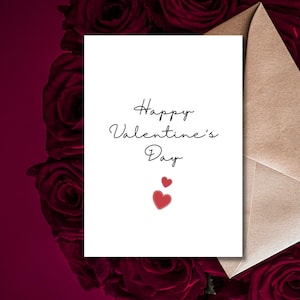 Tarjeta imprimible para el día de San Valentín, tarjeta minimalista de feliz día de San Valentín, tarjeta con el mensaje "Te amo, novio, novia, esposa, esposo", tarjeta con corazón